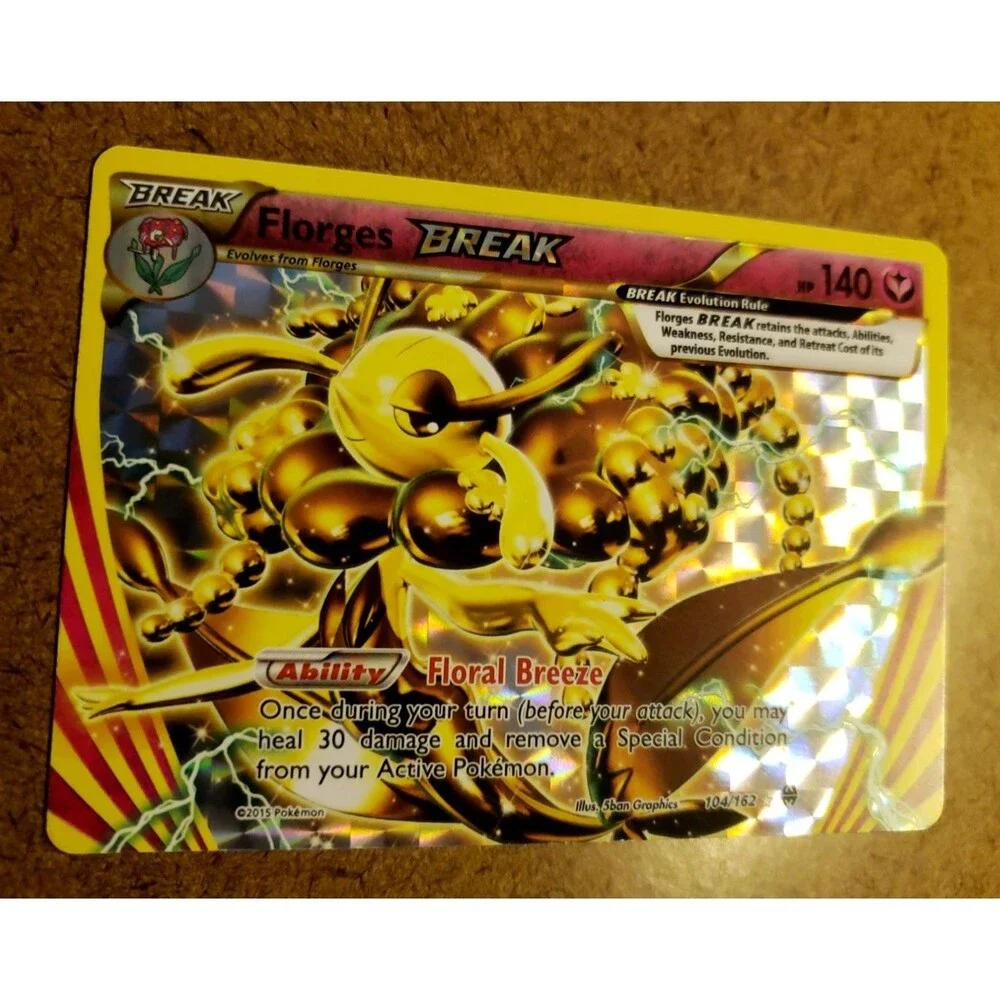 TCG POKEMON BREAK FLORGES Holo XY BREAKthrough BKT Reverse Holo RARE 104/162 MT!